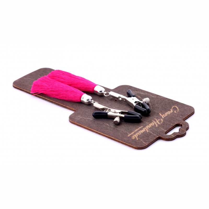 Зажимы-вилки на соски "Crazy Handmade" с розовыми кисточками  