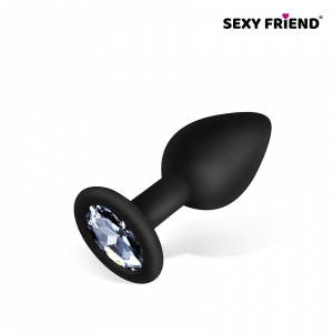 Пробка с белым кристаллом "Sexy Friend" черная, S